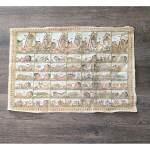 Vintage Kamasan Bali Indonesia Textile Hand Painting Mythology 24" X 17"